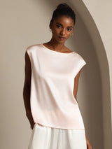 [لون القرنفل] SilkSilky-SA Cap Sleeve Round Neck تي شيرت نسائية 001