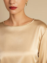 [شامبانيا] SilkSilky-SA Long Sleeve Boat Neck بلوزة 006