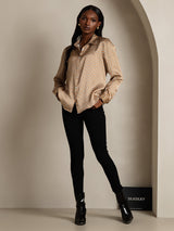 [أنماط زهرية] SilkSilky-SA Long Sleeve Lapel Collar بلايز نسائية 007