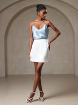 [أزرق رمادي] SilkSilky-SA Spaghetti Strap V Neck كامي 003