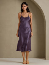 [رمادي أرجواني] SilkSilky-SA Sleeveless V Neck باس النوم 001
