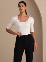 [أبيض] SilkSilky-SA Half Sleeve تي شيرت نسائية 003