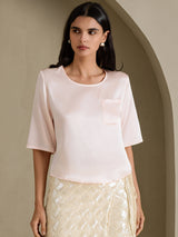 [لون القرنفل] SilkSilky-SA Half Sleeve تي شيرت نسائية 003