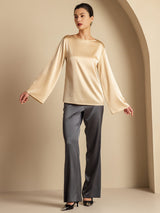 [شامبانيا] SilkSilky-SA Long Sleeve Boat Neck بلوزة 008