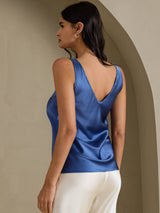 [أزرق بترولي حقيقي] SilkSilky-SA Sleeveless V Neck كامي 002