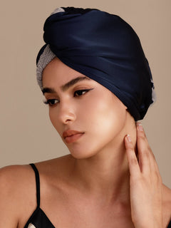 [أزرق غامق] SilkSilky-SA عمامة شعر 003