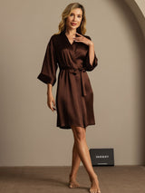 [قهوة] SilkSilky-SA 3/4 Sleeve رداء حمام نسائي 007
