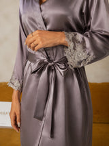 [رمادي أرجواني] SilkSilky-SA 3/4 Sleeve رداء حمام نسائي 004