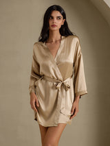 [ذهبي شمبانيا] SilkSilky-SA 3/4 Sleeve رداء حمام نسائي 003
