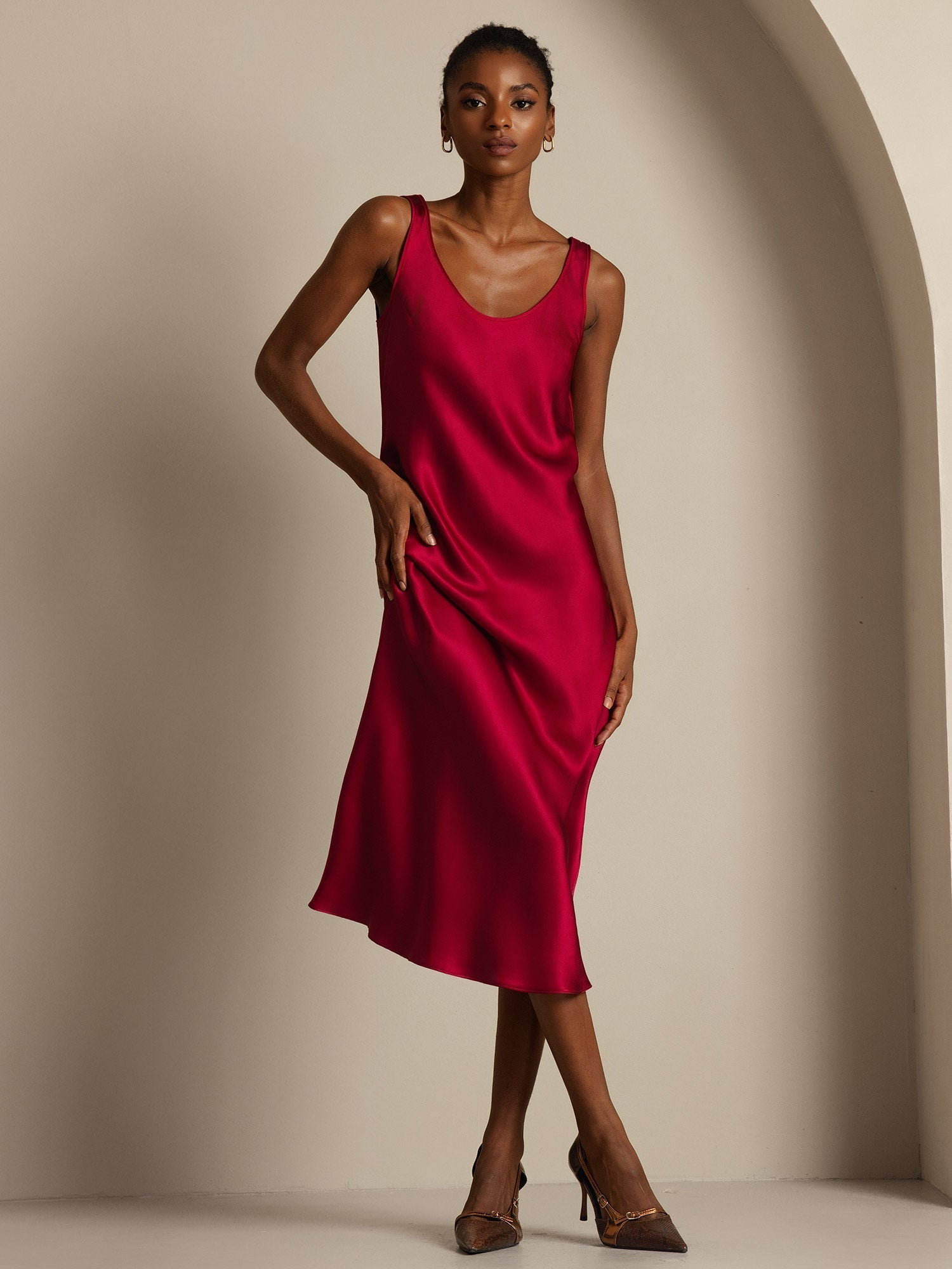 [خمر] SilkSilky-SA الحرير الخالص قارب الرقبة فساتين نسائية 006,