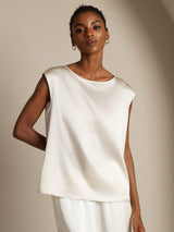 [أبيض] SilkSilky-SA Cap Sleeve Round Neck تي شيرت نسائية 003