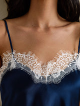 [أزرق غامق] SilkSilky-SA Spaghetti Strap V Neck كامي 004
