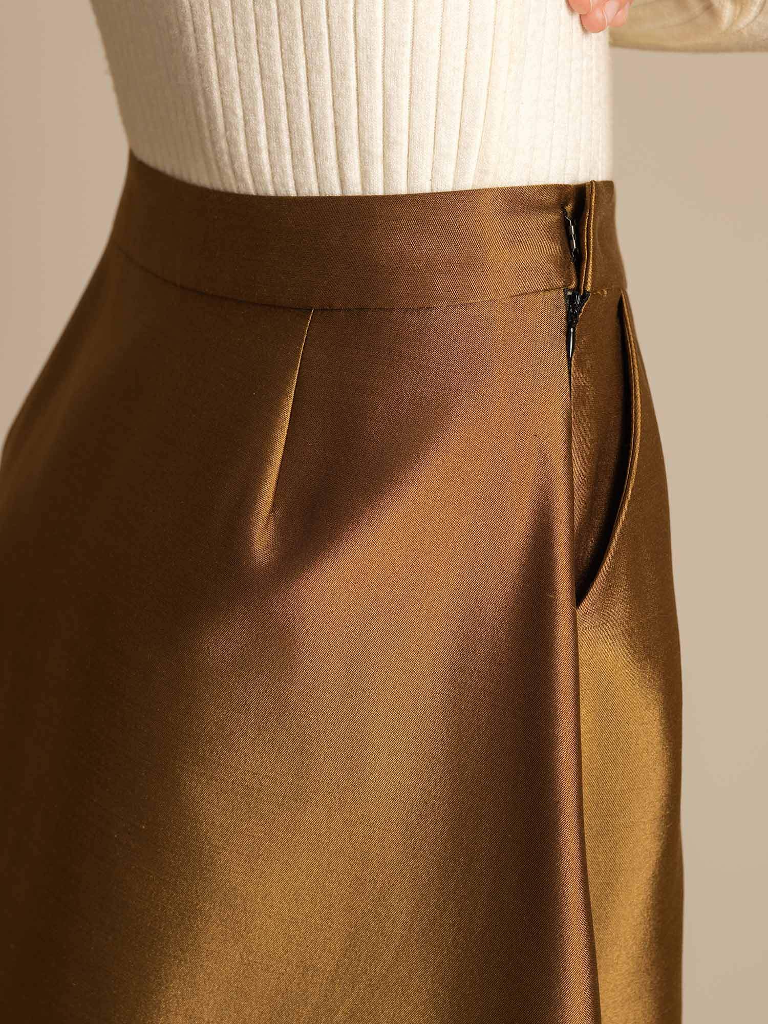 [برونزي] SilkSilky-SA 32Momme الحرير Skirt 004,
