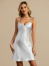 [أزرق فاتح] SilkSilky-SA Sleeveless V Neck باس النوم 001