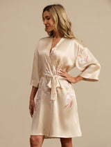 [شامبانيا] SilkSilky-SA 3/4 Sleeve رداء حمام نسائي 001