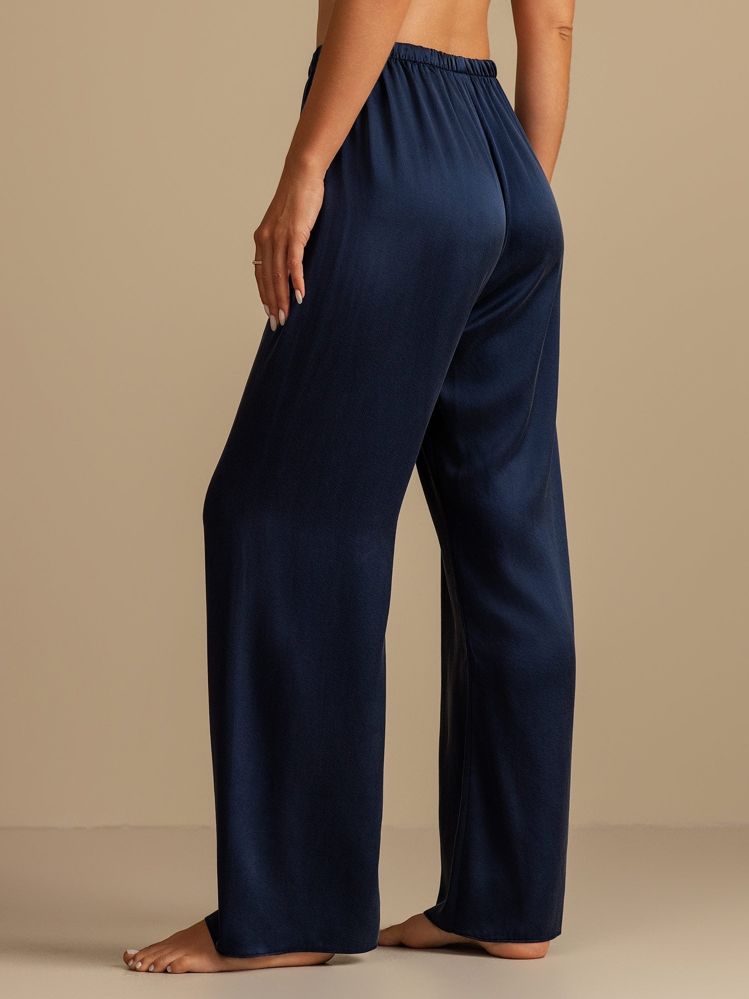 [أزرق غامق] SilkSilky-SA 19Momme الحرير Womens Sleep Bottoms 002,