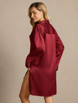 [خمر] SilkSilky-SA Long Sleeve Lapel Collar باس النوم 002