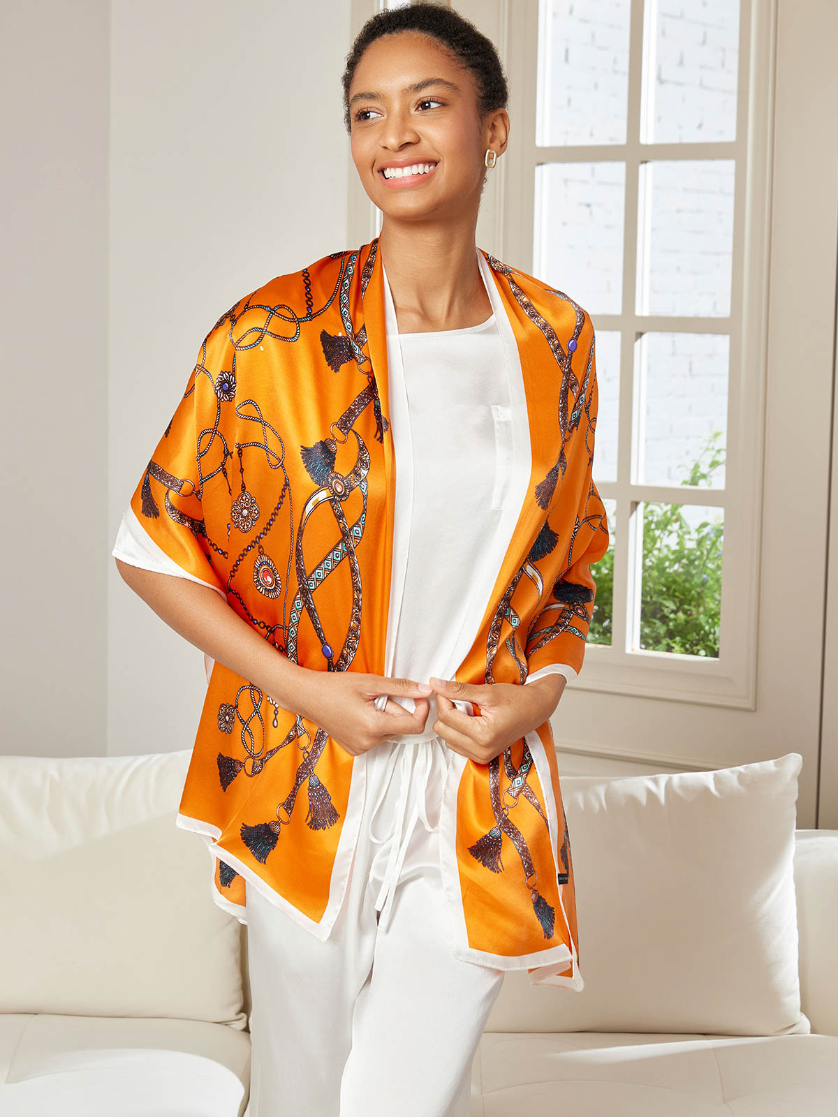 [P018] SilkSilky-SA الحرير الخالص Scarf 001,