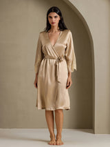 [شامبانيا] SilkSilky-SA 3/4 Sleeve رداء حمام نسائي 008