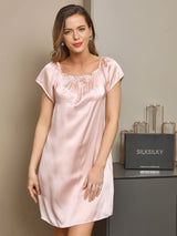 [وردي فاتح] SilkSilky-SA Cap Sleeve Square Neck باس النوم 003