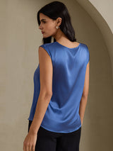 [أزرق بترولي حقيقي] SilkSilky-SA Cap Sleeve Round Neck تي شيرت نسائية 002