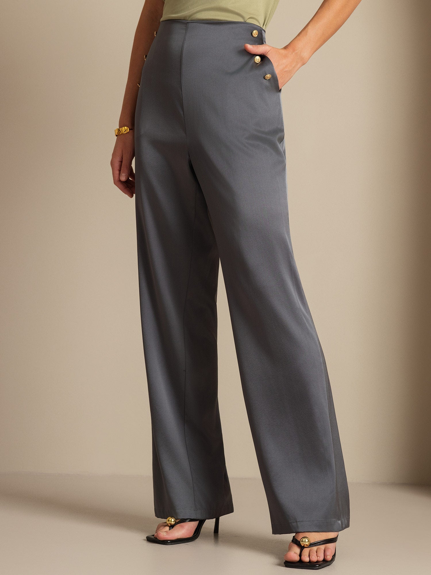 [الرمادي الداكن] SilkSilky-SA 19Momme الحرير Womens Pants 001,