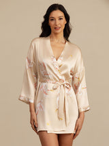 [شامبانيا] SilkSilky-SA 3/4 Sleeve رداء حمام نسائي 006