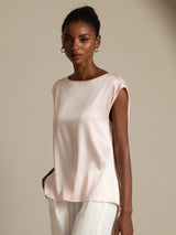 [لون القرنفل] SilkSilky-SA Cap Sleeve Round Neck تي شيرت نسائية 003
