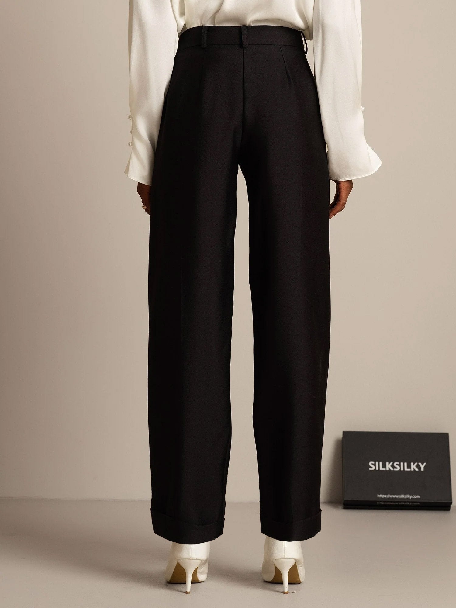 [أسود] SilkSilky-SA 32Momme الحرير Womens Pants 002,