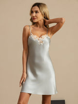 [أزرق فاتح] SilkSilky-SA Sleeveless V Neck باس النوم 005