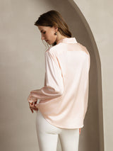 [وردي فاتح] SilkSilky-SA Long Sleeve Lapel Collar بلايز نسائية 002