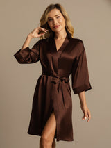 [قهوة] SilkSilky-SA 3/4 Sleeve رداء حمام نسائي 004