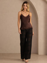 [بني] SilkSilky-SA Spaghetti Strap V Neck كامي 006