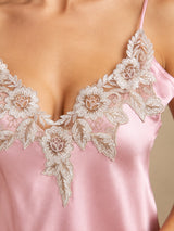 [وردي فاتح] SilkSilky-SA Sleeveless V Neck باس النوم 004
