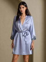 [الأزرق الصلب] SilkSilky-SA 3/4 Sleeve رداء حمام نسائي 003