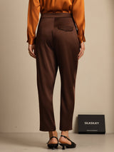 [شوكولاتة داكنة] SilkSilky-SA 19Momme الحرير Womens Pants 002