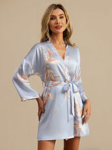 [أزرق فاتح] SilkSilky-SA 3/4 Sleeve رداء حمام نسائي 004