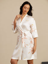 [أبيض] SilkSilky-SA 3/4 Sleeve رداء حمام نسائي 003