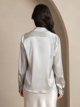 [رمادي فاتح] SilkSilky-SA Long Sleeve Lapel Collar بلايز نسائية 003