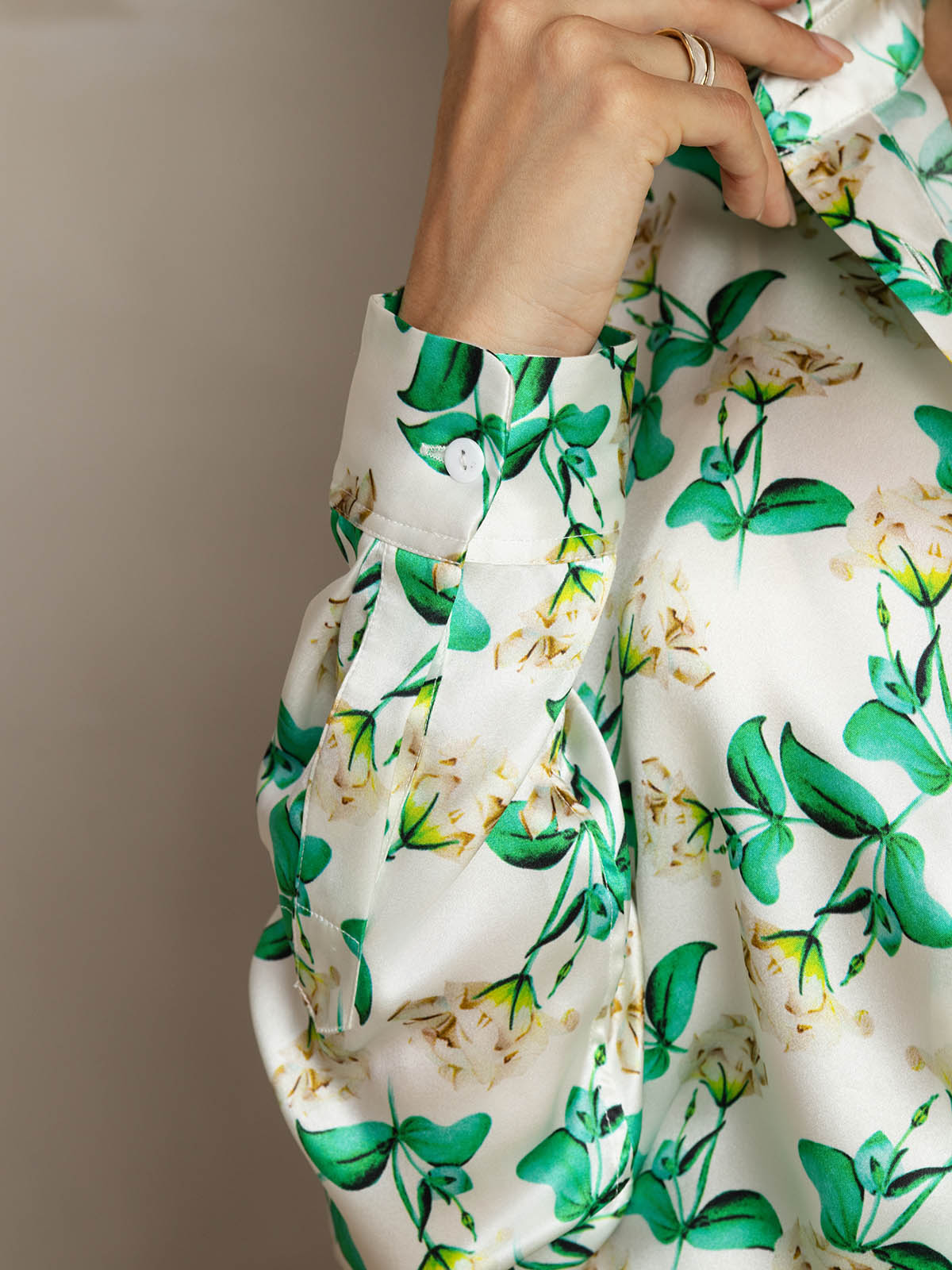 [زهري أخضر] SilkSilky-SA الحرير Lapel Collar بلايز نسائية 004