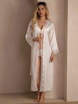 [أبيض] SilkSilky-SA 3/4 Sleeve Womens Robe 007