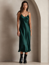 [أخضر غامق] SilkSilky-SA Sleeveless V Neck باس النوم 007