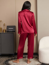 [خمر] SilkSilky-SA Long Sleeve Lapel Collar طقم بيجامة نسائي 002