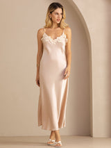 [لون القرنفل] SilkSilky-SA Spaghetti Strap V Neck فساتين نسائية 003