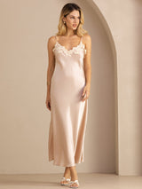 [لون القرنفل] SilkSilky-SA Sleeveless V Neck فساتين نسائية 003