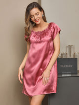[الوردي الأرجواني] SilkSilky-SA Cap Sleeve Square Neck باس النوم 003