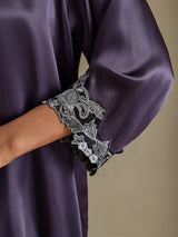 [رمادي أرجواني] SilkSilky-SA 3/4 Sleeve رداء حمام نسائي 004