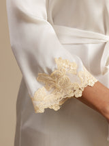 [أبيض] SilkSilky-SA 3/4 Sleeve رداء حمام نسائي 006