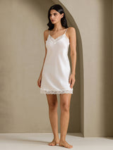 [أبيض] SilkSilky-SA Sleeveless V Neck باس النوم 010