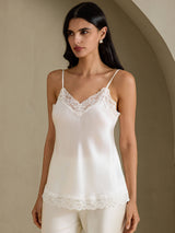 [أبيض] SilkSilky-SA Spaghetti Strap V Neck كامي 006